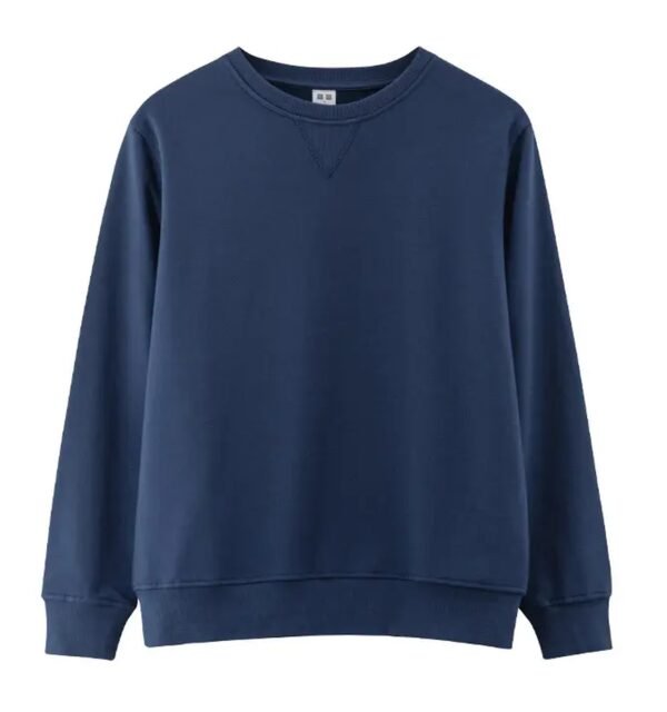 Men Jumpers Long Sleeve Cotton Pullover Crew Neck Sweatshirt in Blue