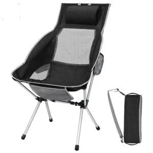 High-Back Portable Camping Chair with Backpack Straps for Outdoor Adventures by the Sea and at the Beach