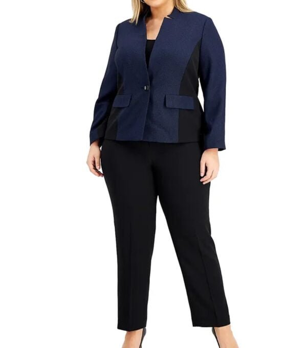 Ladies Formal Solid Color Blazer Jacket in dark blue