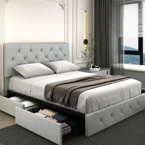 Bed Frame Platform with Storage Drawers